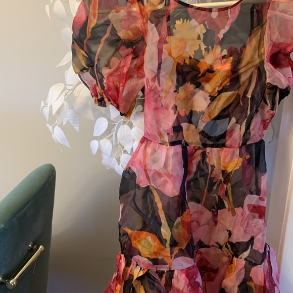 Anthropologie puff sleeve organza dress xs “ needs a slip” - Picture 5 of 8